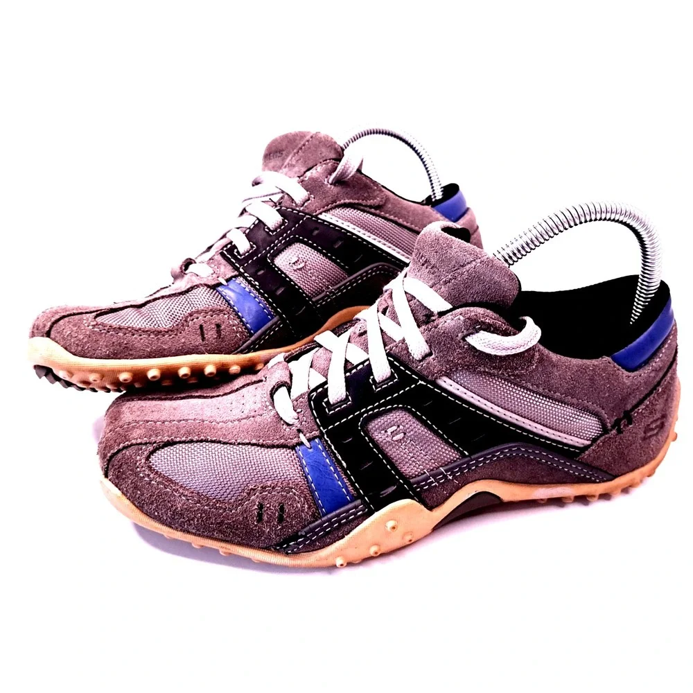 Skechers Gray Suede‎ Men's 7 Mesh Lace Up Comfort Casual Shoes