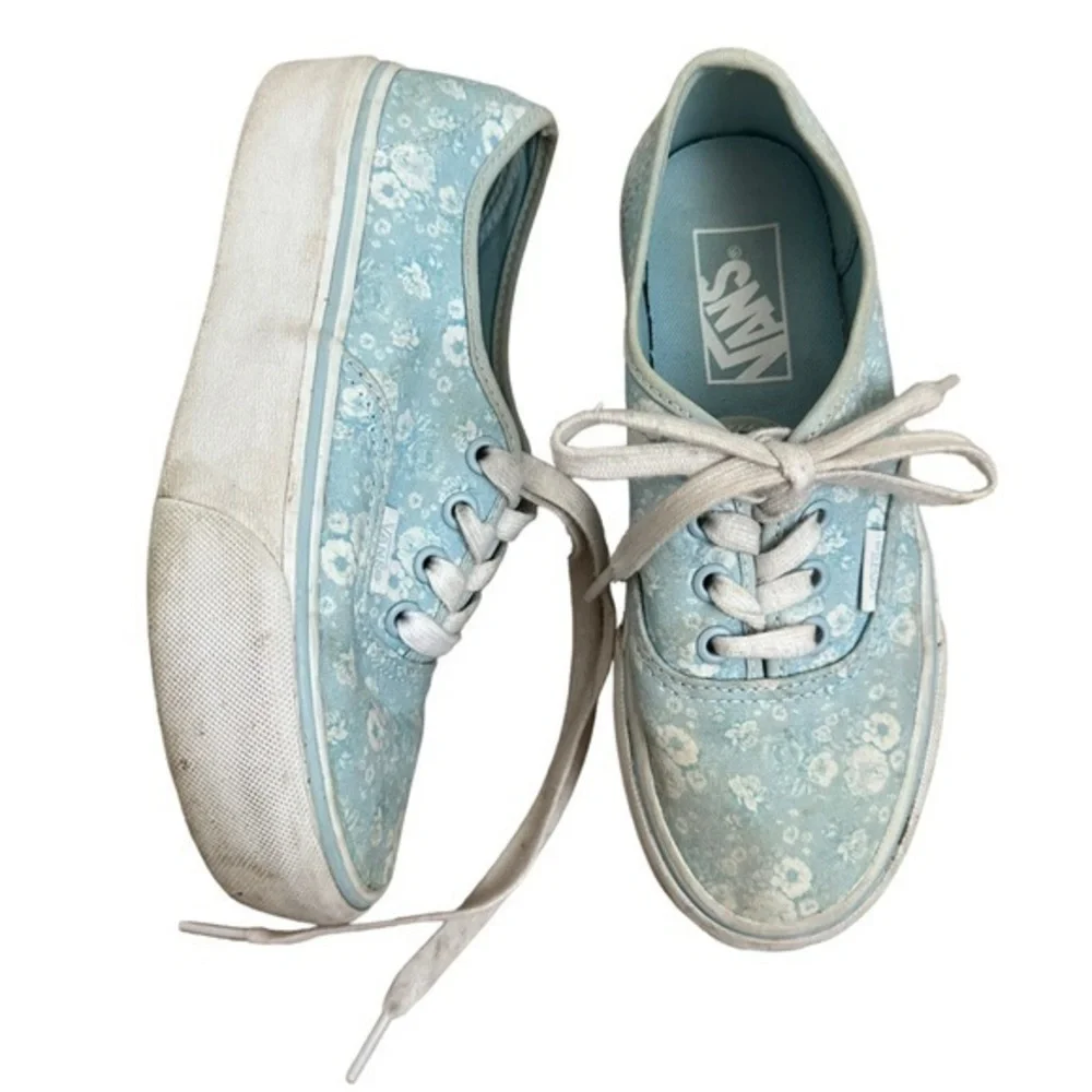 Vans blue floral platform sneakers