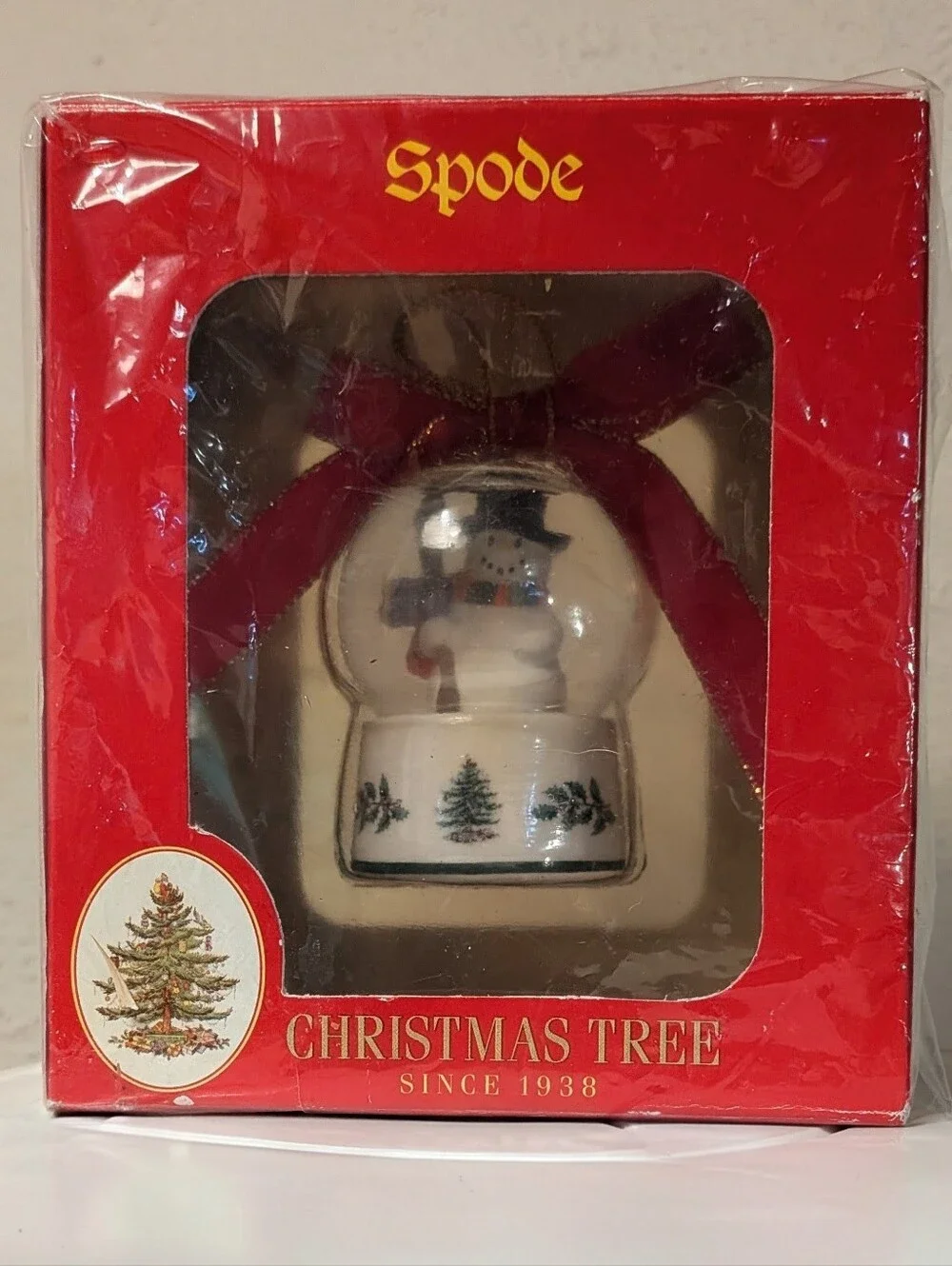 Vintage Spode Christmas Tree Snow Globe Ornament