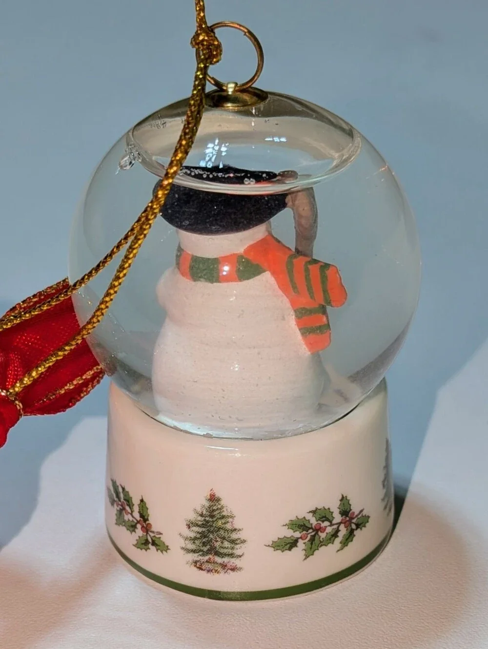 Vintage Spode Christmas Tree Snow Globe Ornament