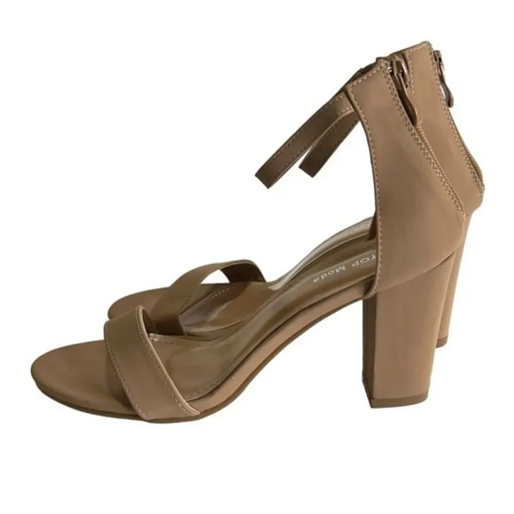 Top‎ Moda Women's Tan High Heel Sandals With Zipper Closure Size 7.5 Hannah-1
