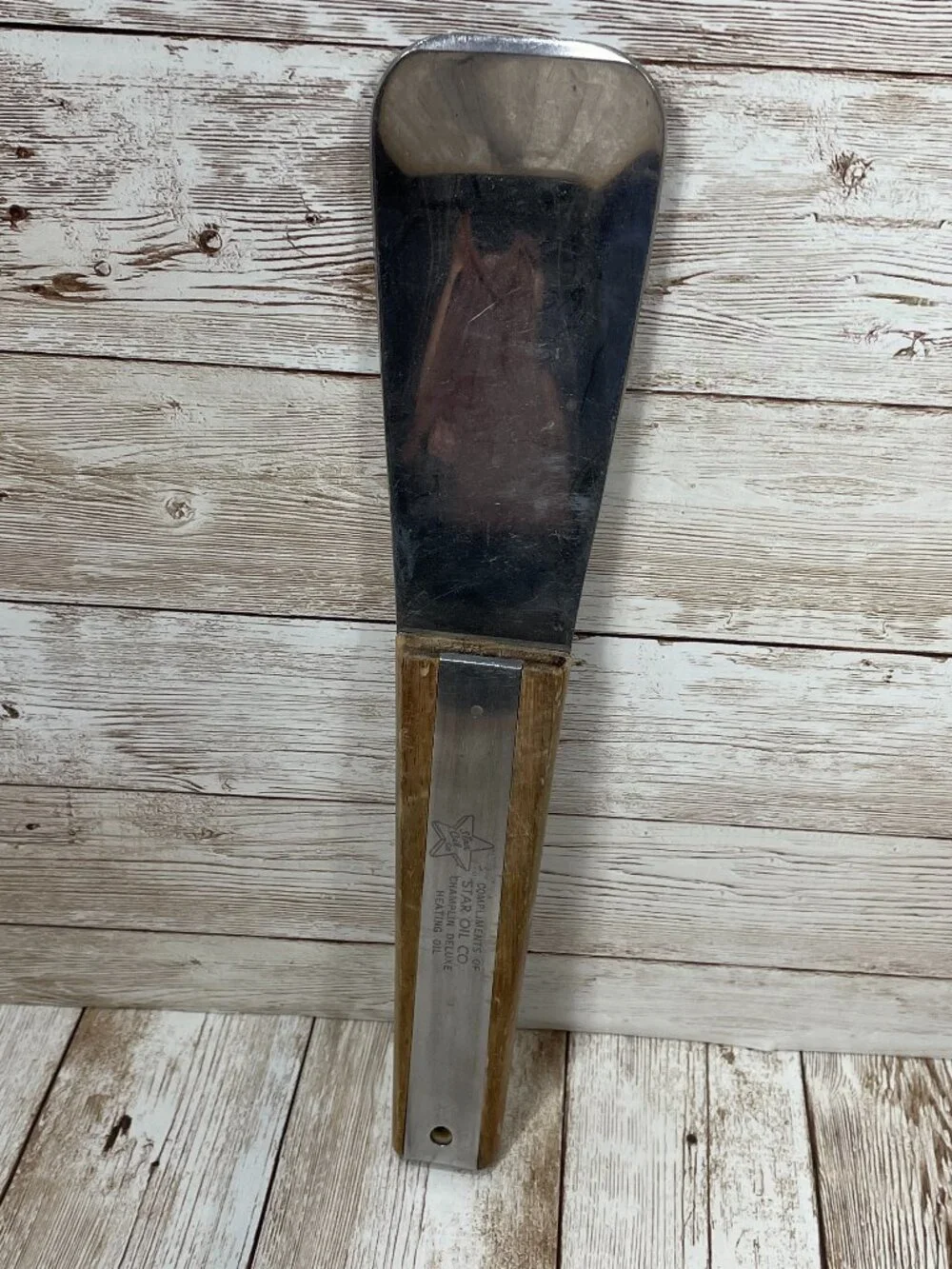 Vtg Vernco ICE CREAM SPADE SCOOP Stainless Steel Wooden Handle Star Oil Co 10
