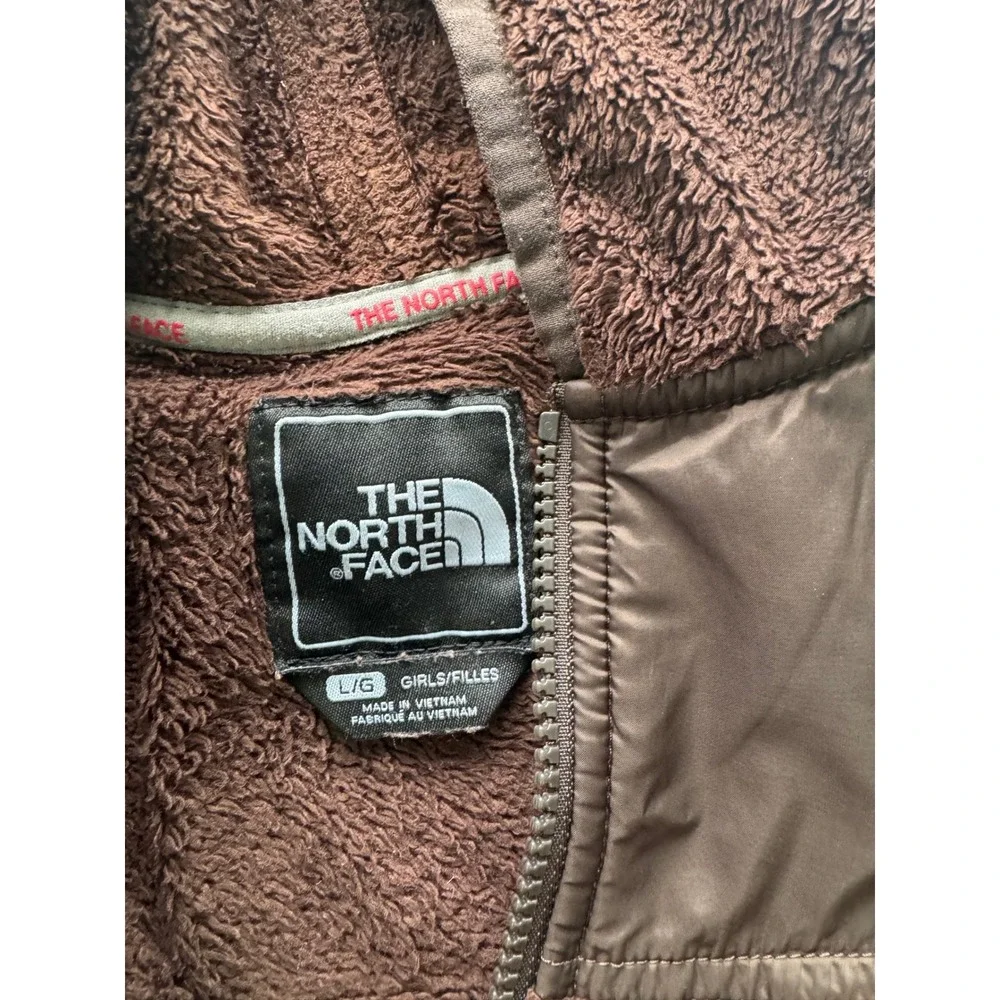 The North‎ Face Fleece Hoodie Full Zip Jacket Brown Girls L/G