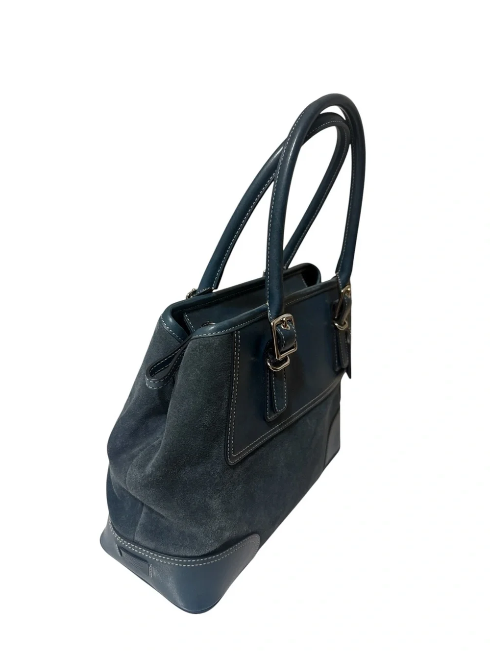 Suede and leather handbag, Coach Hampton satchel