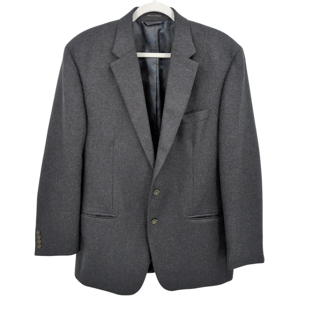 Lauren Ralph Lauren Mens Wool Cashmere Blazer‎ Dark Gray Size 44L Quiet Luxury
