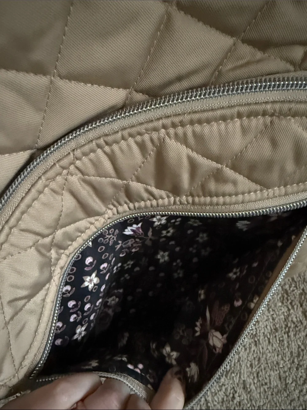 Vera Bradley Quilted Tan Laptop Backpack