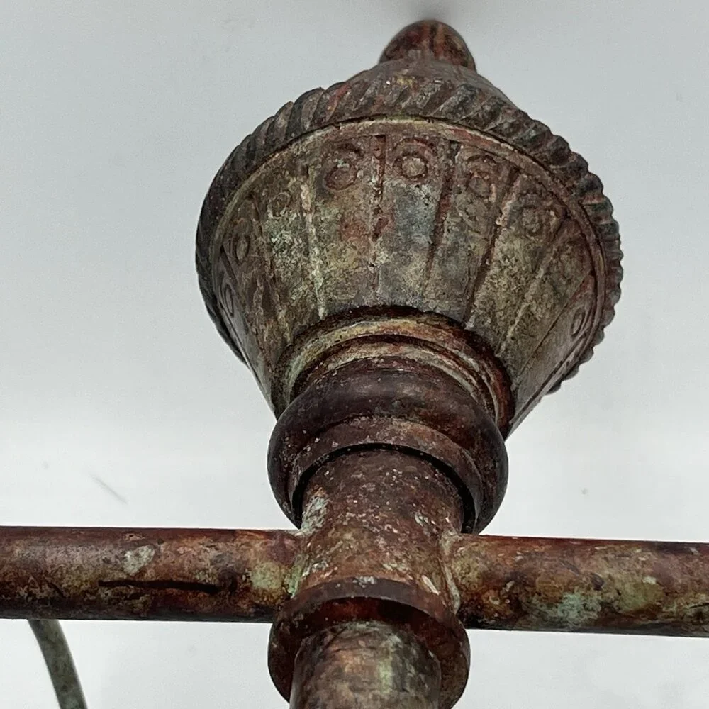 Vtg 1996 Ornate India Metal Towel Tree Stand 2 Ring Holder Spanish Rustic Decor
