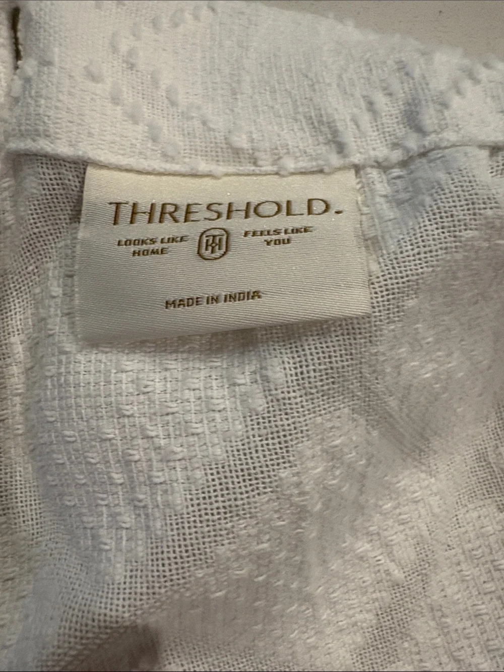 Threshold Textured White Diamond Weave Shower Curtain Cotton