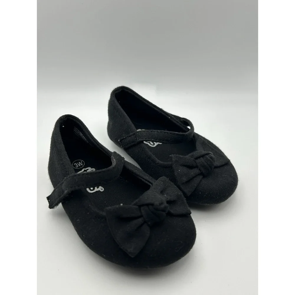 Teeny Toes Girls' Infant Baby Girl Ana Black Ballet Flat Shoes Size‎ 3W
