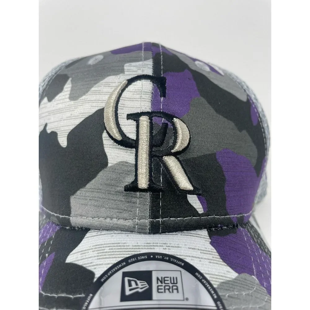 Colorado‎ Rockies New Era Hat Gray Purple Camo 39Thirty Active Stretch Fit Cap