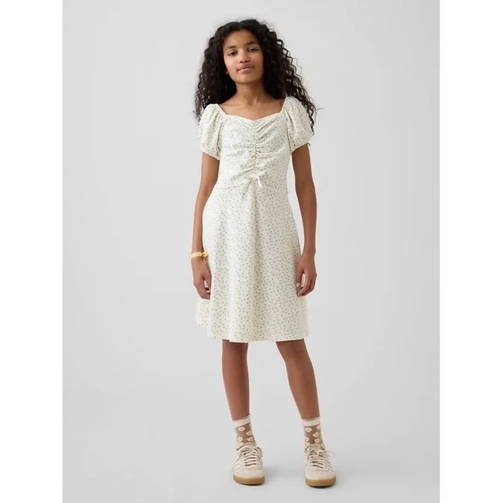 Gap Kids Girls Ruched Dress Dress Lemon Print L(10) AOP 895056