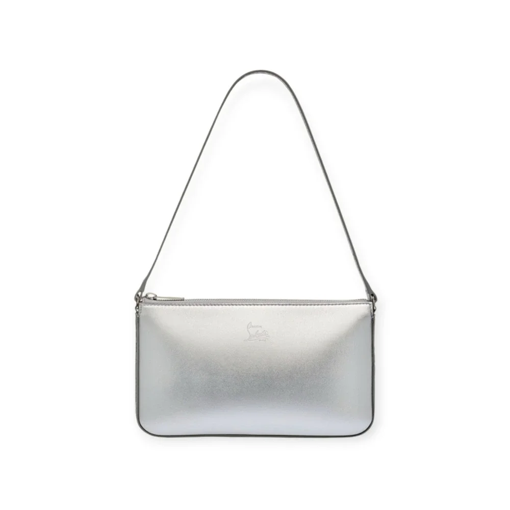 Christian‎ Louboutin Metallic Silver Leather Shoulder Hobo Bag