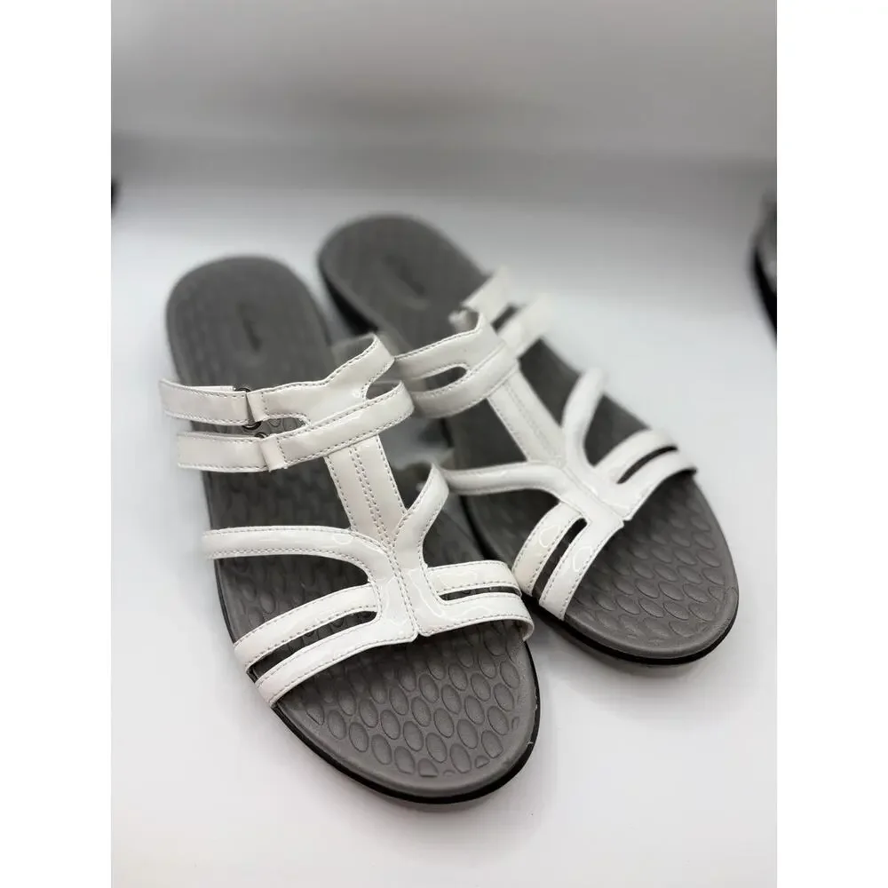 Clarks Collection Sandals Womens 12 White Comfort Walking Adjustable Easy Strap