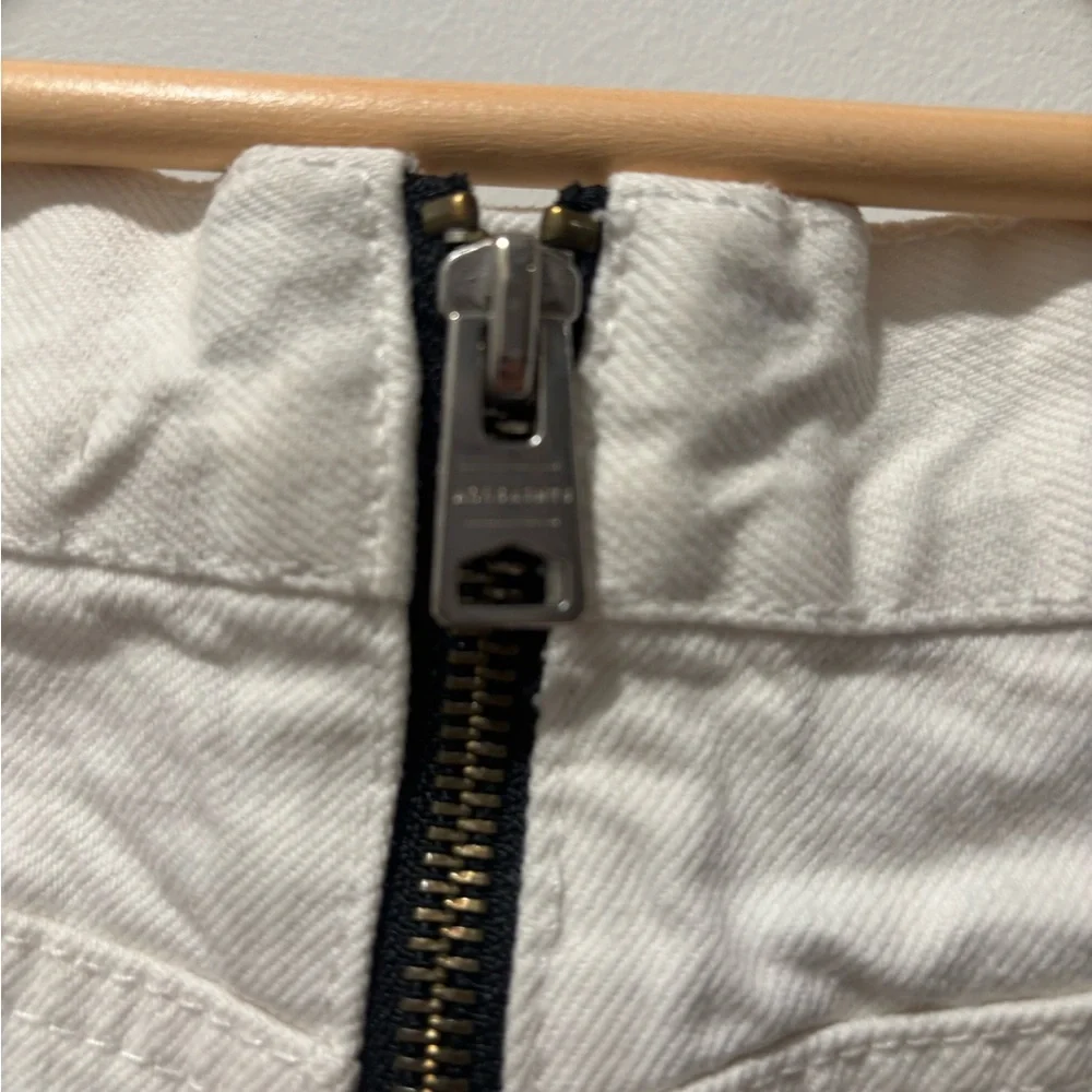 All Saints White Denim Skirt with Black Zipper