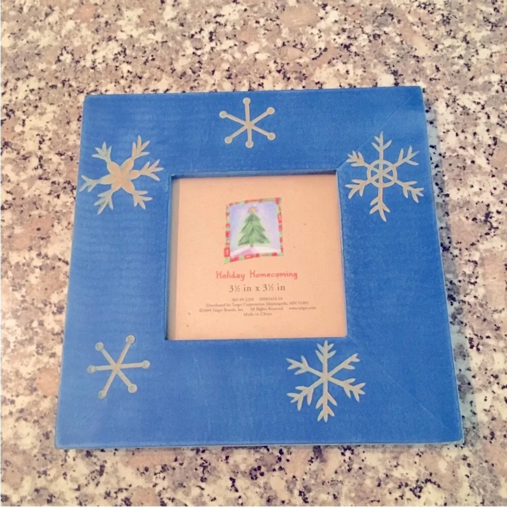 Holiday Homecoming picture frame snowflake blue wood square Christmas Target