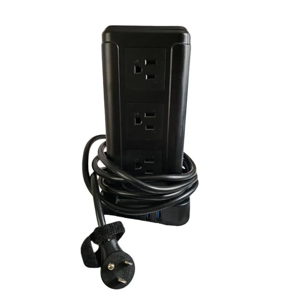 Surge Protector Power Strip Tower, 10 FT Flat Plug Extension Cord with 12 AC Out