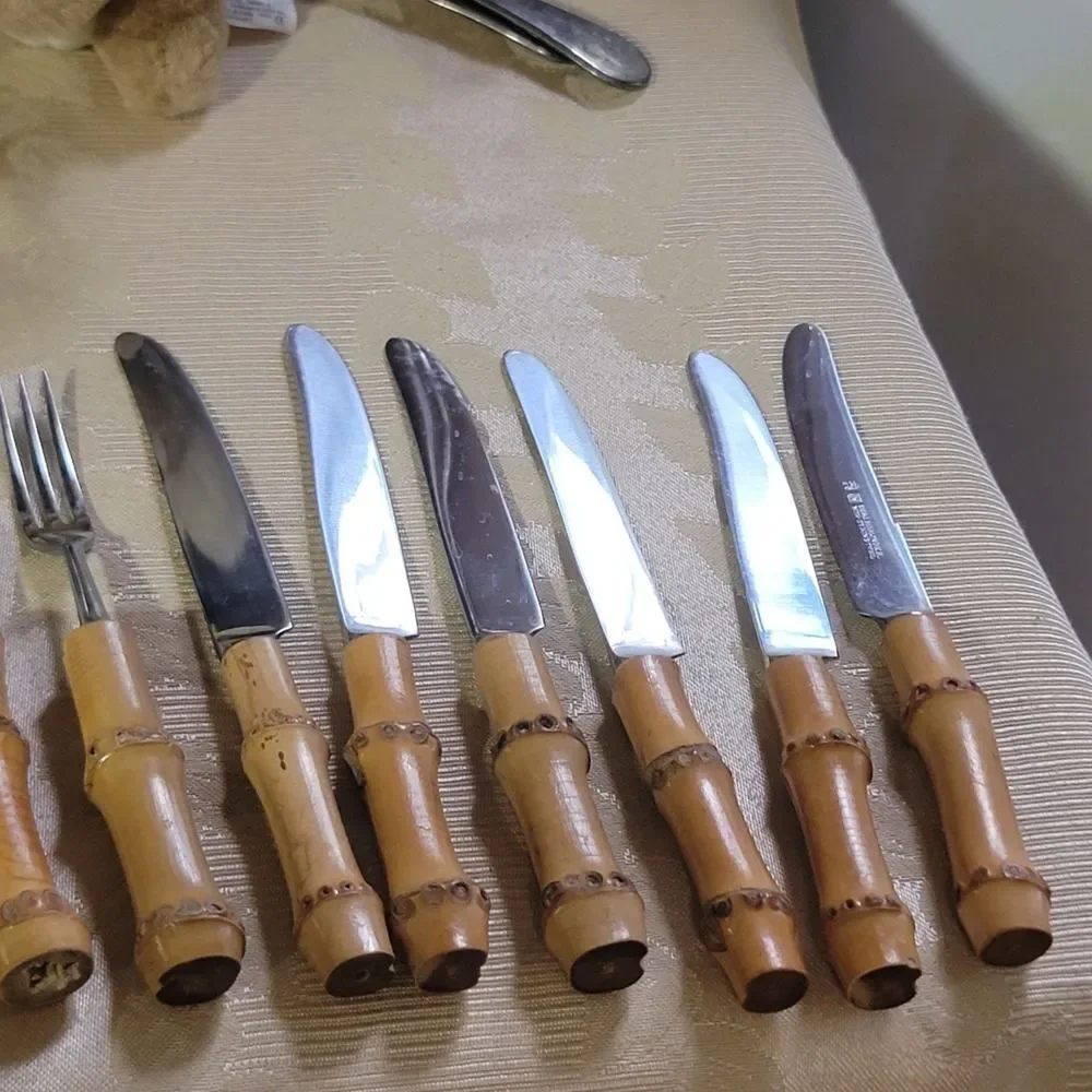 Seki Hamono KK Bamboo Handle Knives Set of 6 Cocktail/Appetizer New, old stock