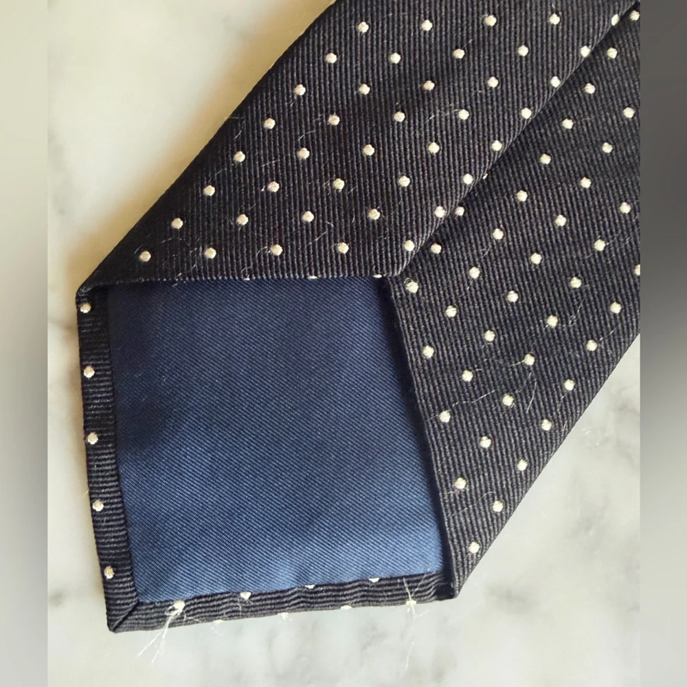 Classic Polo by Ralph Lauren Black Tie w White Polka Dots Formal Office Handmade