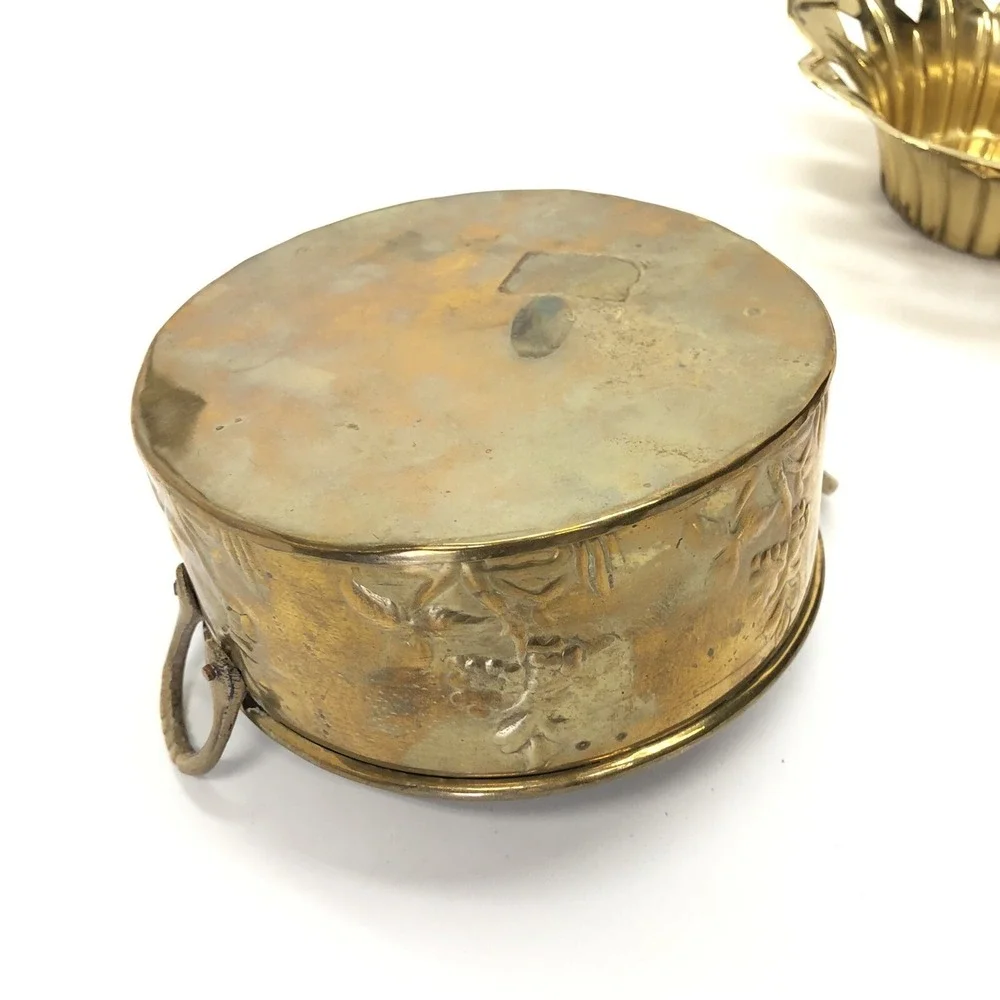 Vintage Brass Basket Planter Flower Pot Bucket Pail Spring Decor Boho Lot Bundle