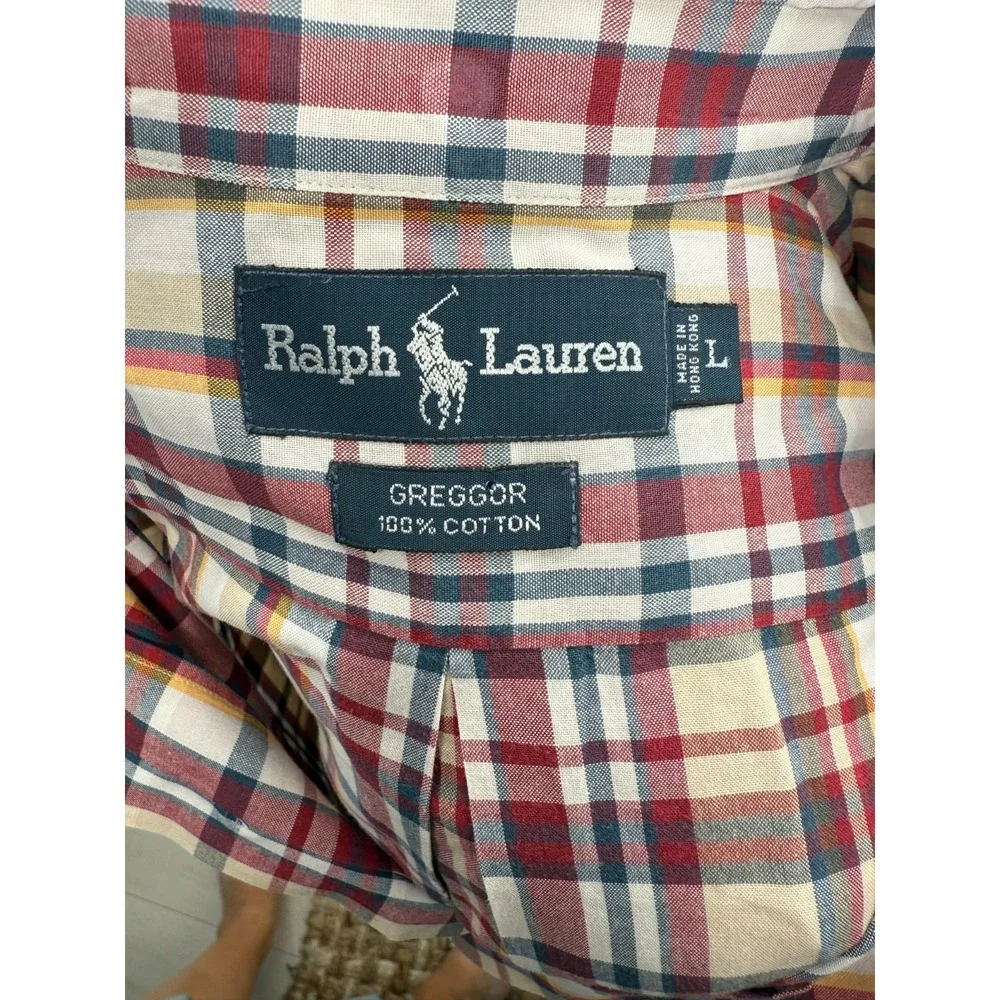 Polo Ralph Lauren Greggor Mens Short Sleeve Plaid Button Down Shirt Large
