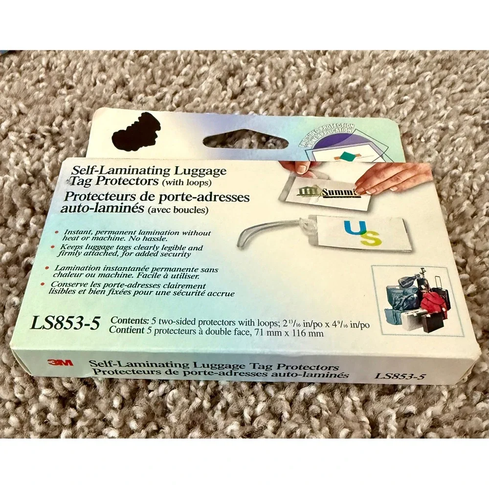 3M Self-Laminating Luggage Tag Protectors Clear New LS853-5 5-Pack