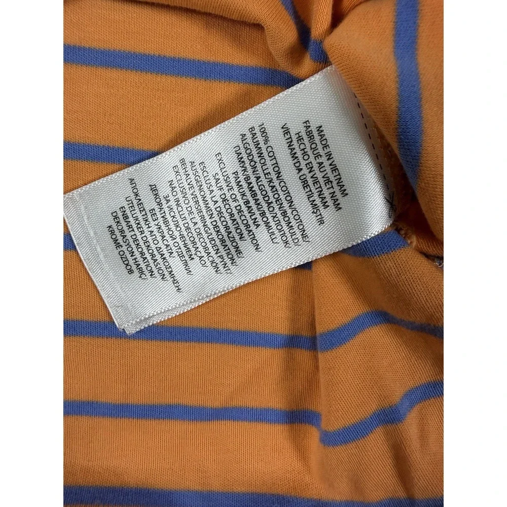 Polo Ralph Lauren Classic Fit Polo Shirt Men's L Orange Blue Stripe Tonal Pony