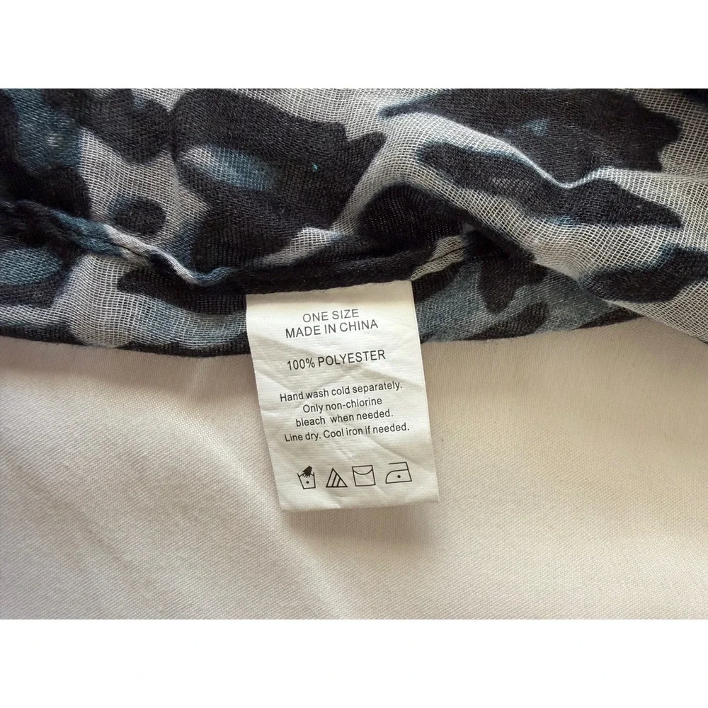 Blue‎ Grey Leopard Print Infinity Scarf Lightweight Animal Pattern Loop Scarf