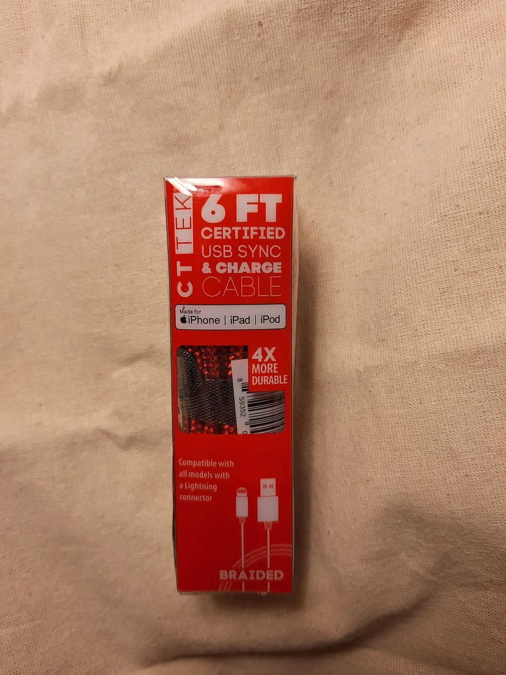 Iphone Ipad Lighting Charging Cable CT TEK 6ft Apple Certified Braided Nylon New
