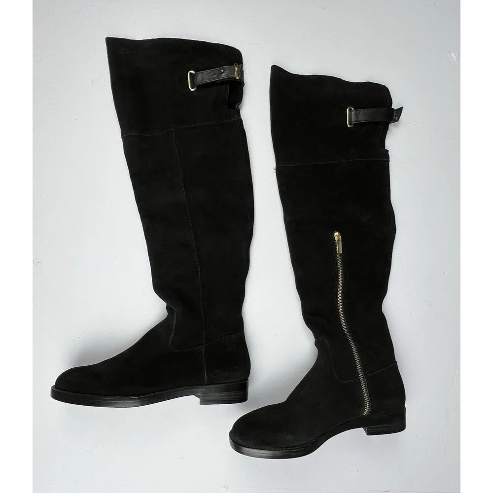 MERONA Boots Womens Size 8 Tessie Black Suede‎ Over-the-Knee Tall OTK Equestrian