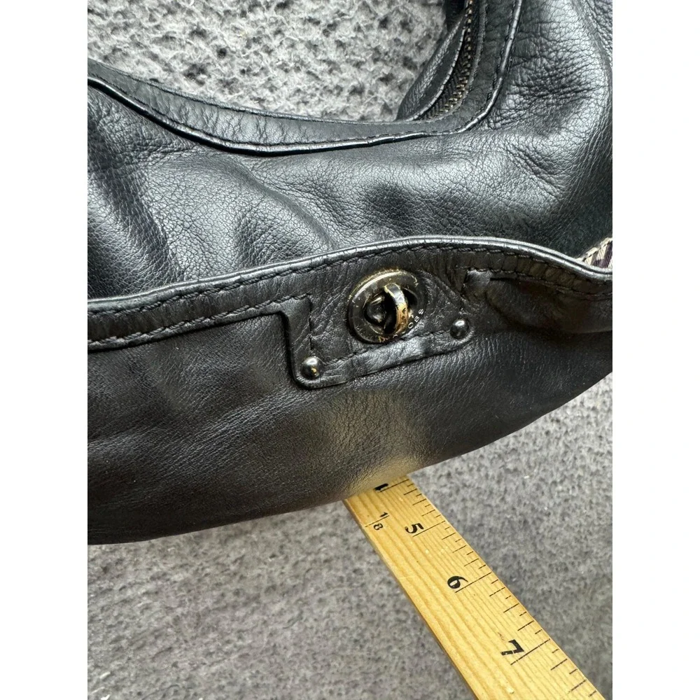 Marc Jacobs Authentic Womens Leather Turn Lock Hobo Shoulder Bag Black 13.5 x 6
