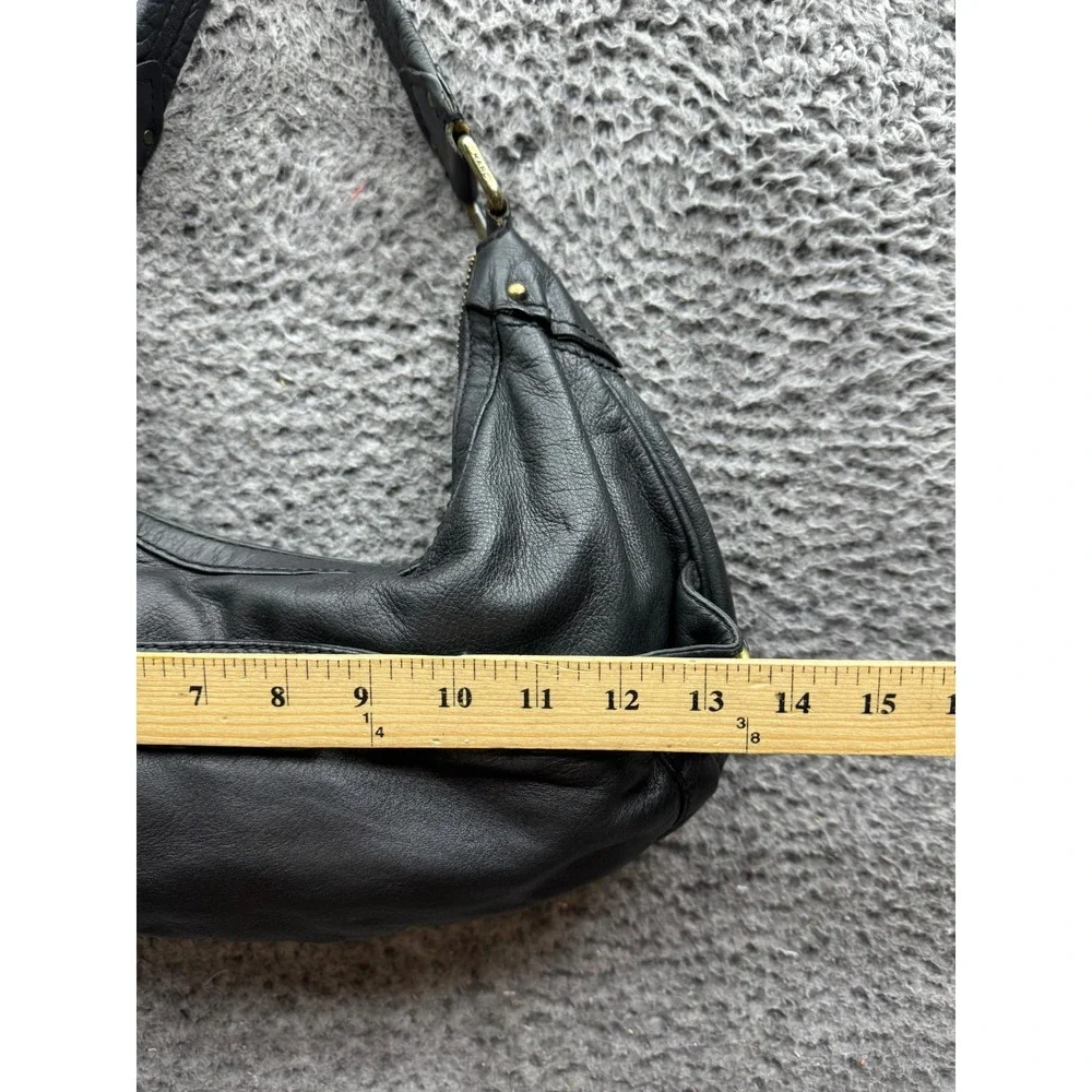 Marc Jacobs Authentic Womens Leather Turn Lock Hobo Shoulder Bag Black 13.5 x 6
