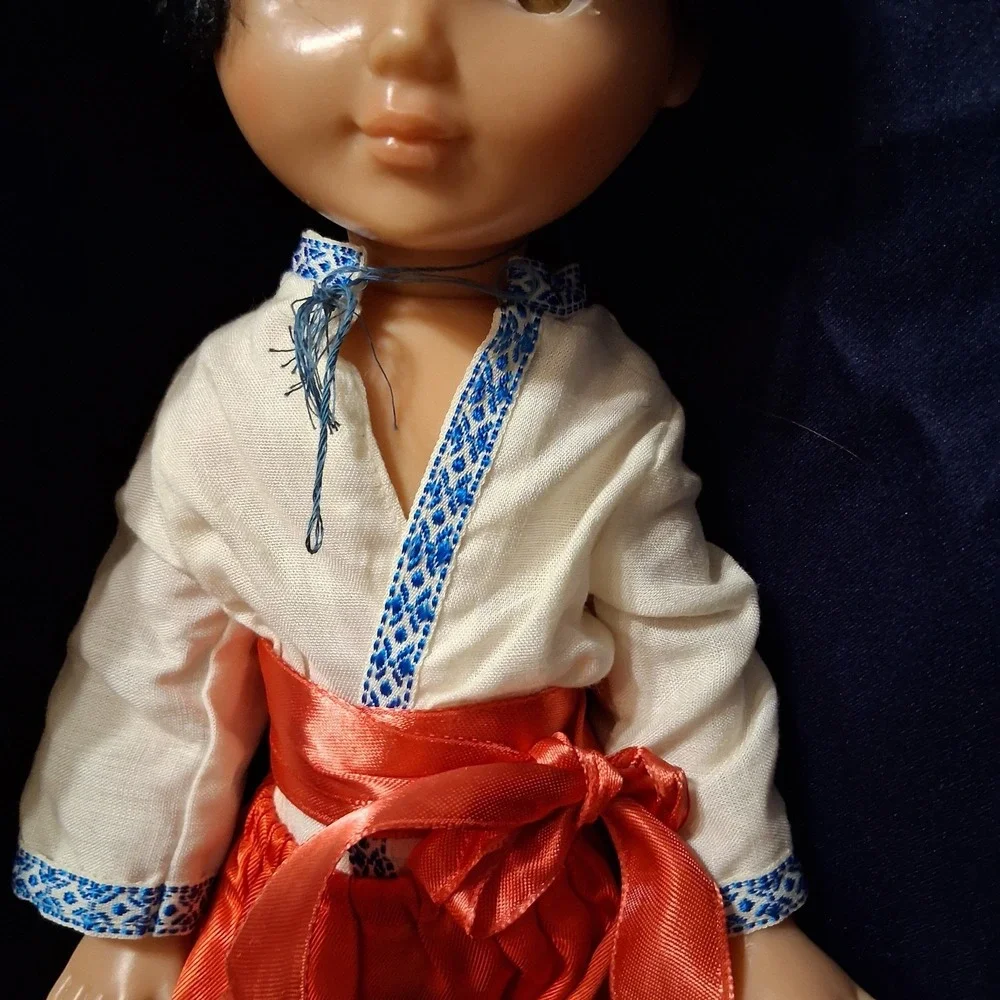 Rare HTF 70s USSR Vintage Soviet Russian Plastic Boy Doll 19 inch Native Costume