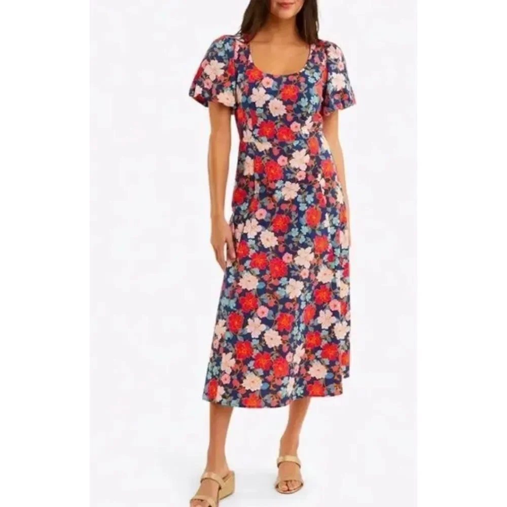 Draper James Julianne Midi Dress in Blooming Peony Size 6 / NWOT