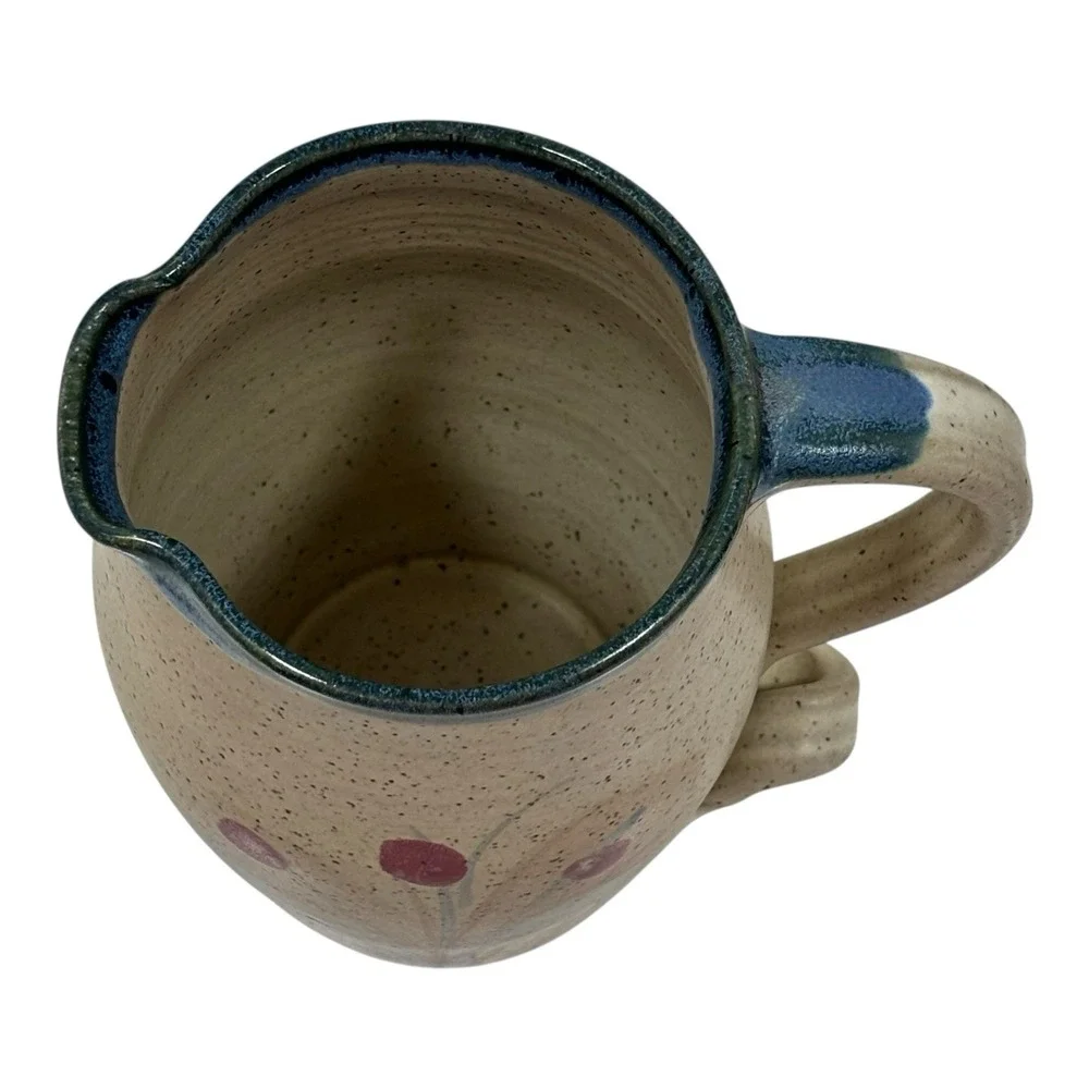 Vintage Pottery‎ Floral Pitcher Cups by Russell Wood of Seagrove NC Signed 2005