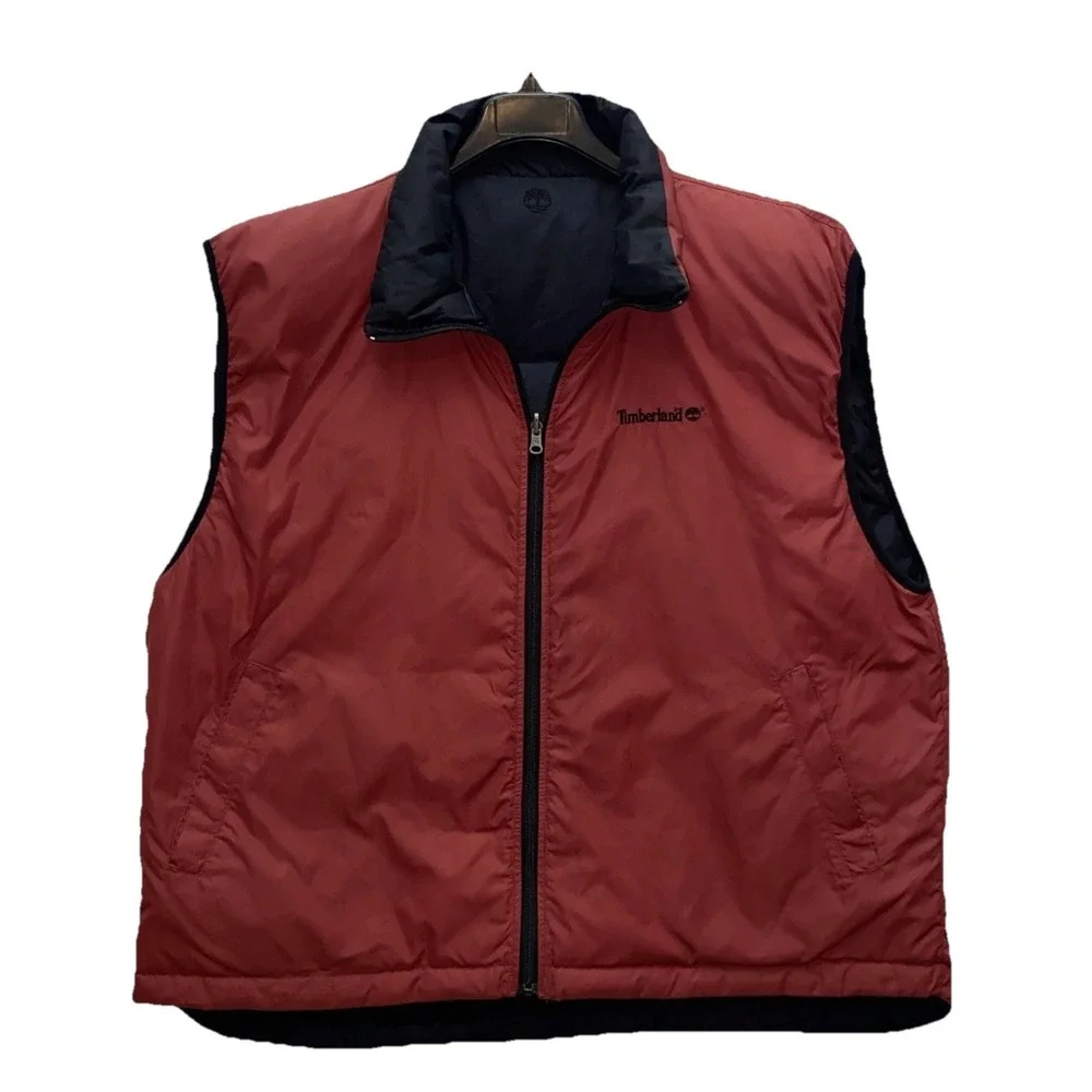 Timberland Weathergear Reversible Down Vest Men's XXL Black Burnt Orange‎ Puffer