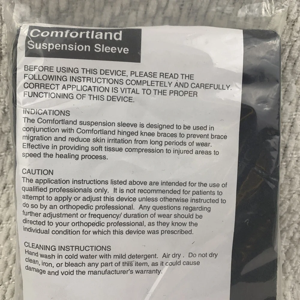 NEW Comfortland‎ CK-007 Knee Brace Suspension Sleeve L2397 Black Comfort Land