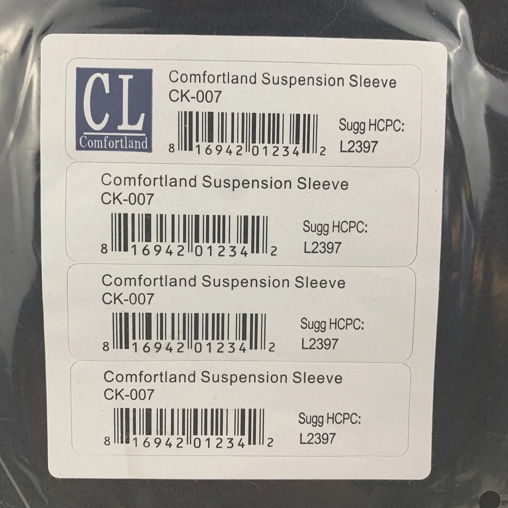 NEW Comfortland‎ CK-007 Knee Brace Suspension Sleeve L2397 Black Comfort Land
