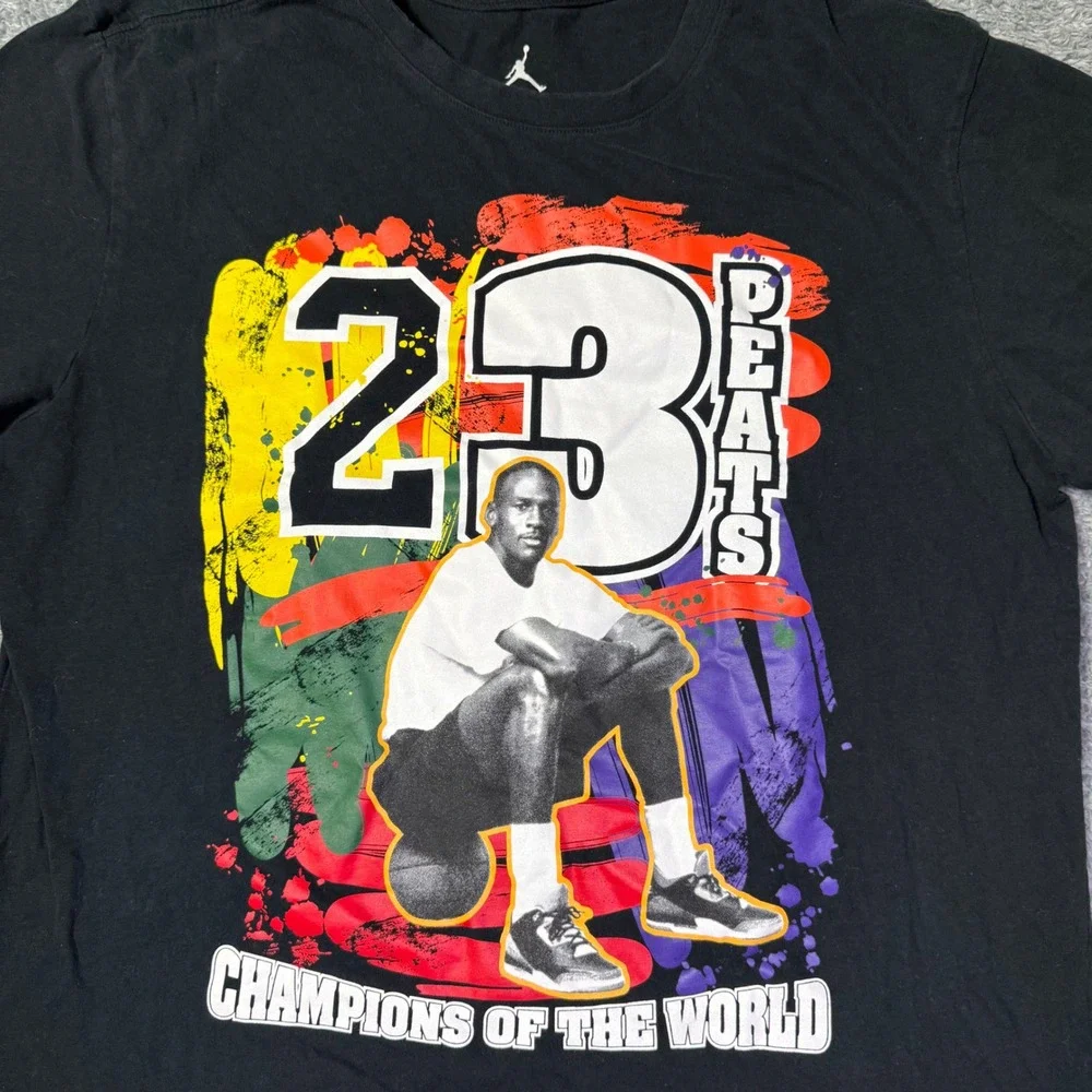 Jordan 23 Peats Champions World Graphic T Shirt NBA Michael Jordan‎ Size Large