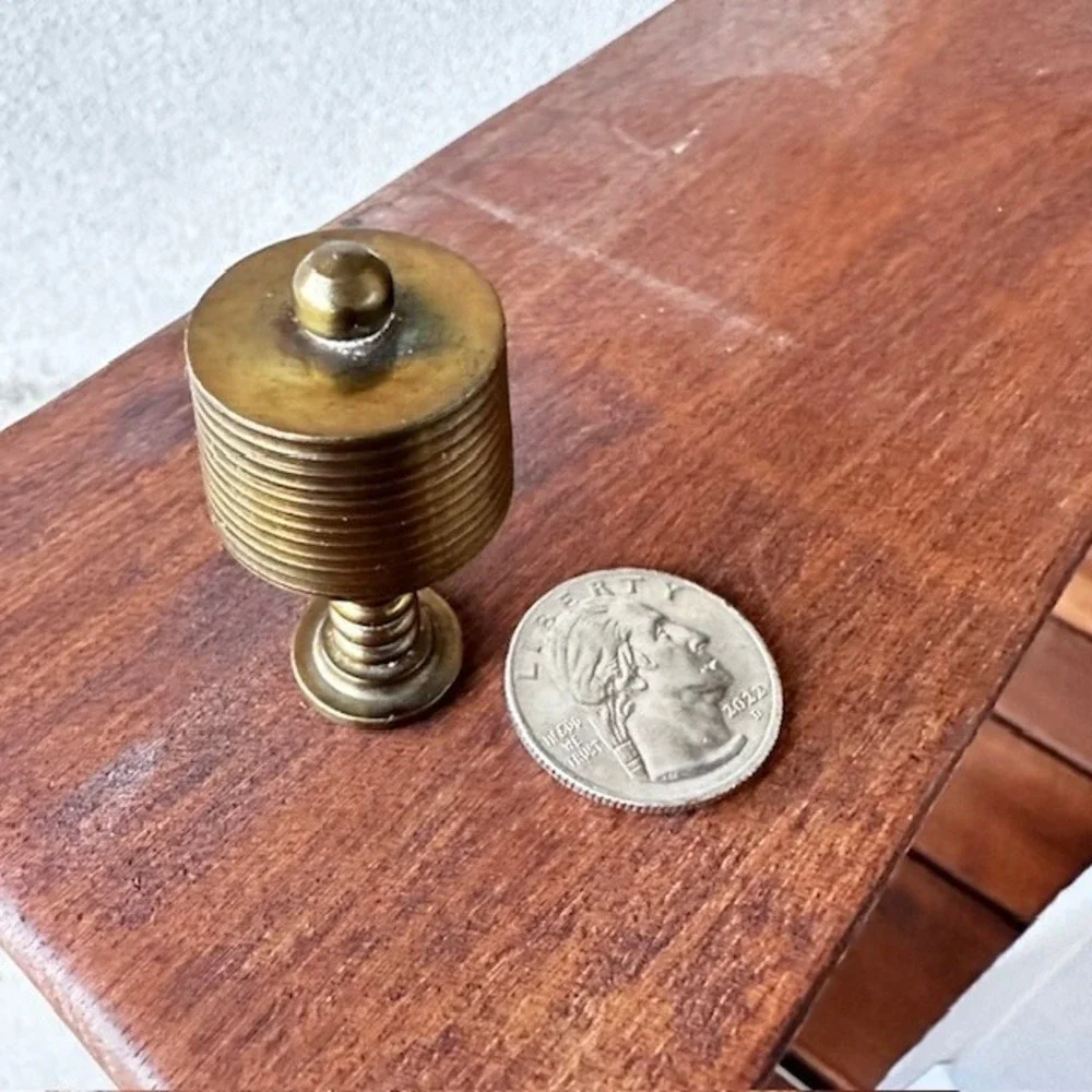 Miniature Doll House Antique‎ Brass MCM Ribbed Lamp 1.5 Heavy