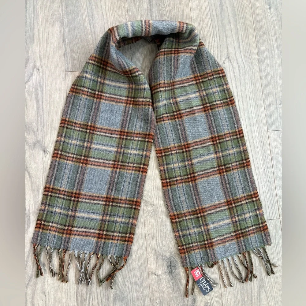 NWT Chaps Plaid Winter Scarf Fringe Unixsex Soft Warm‎