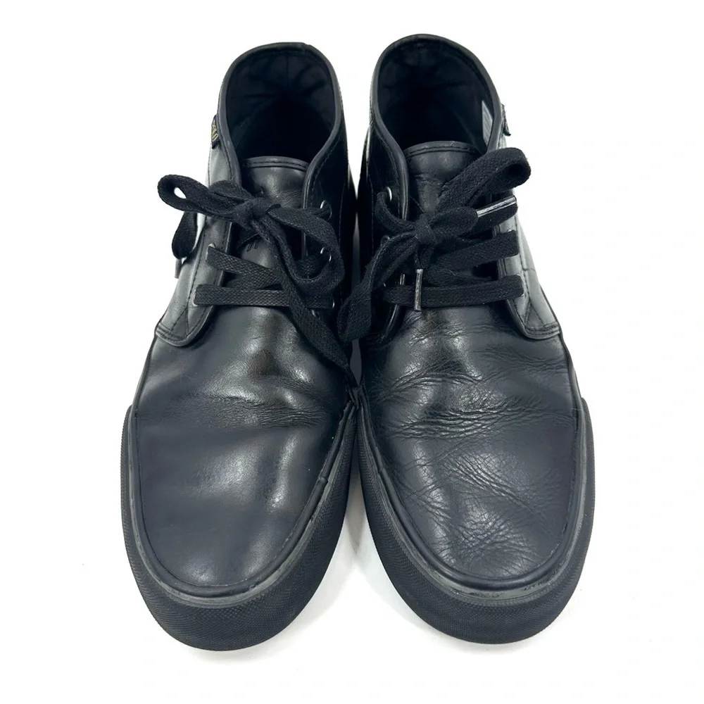 Polo Ralph Lauren Maykn Oil Leather Chukka Boots Mens 9 Black Shoes Preppy