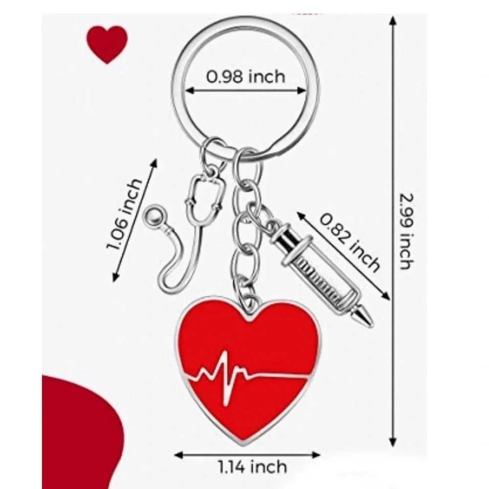 Nurse Keychain Gift Set 3 Pendants with Appreciation Thank You Card RN