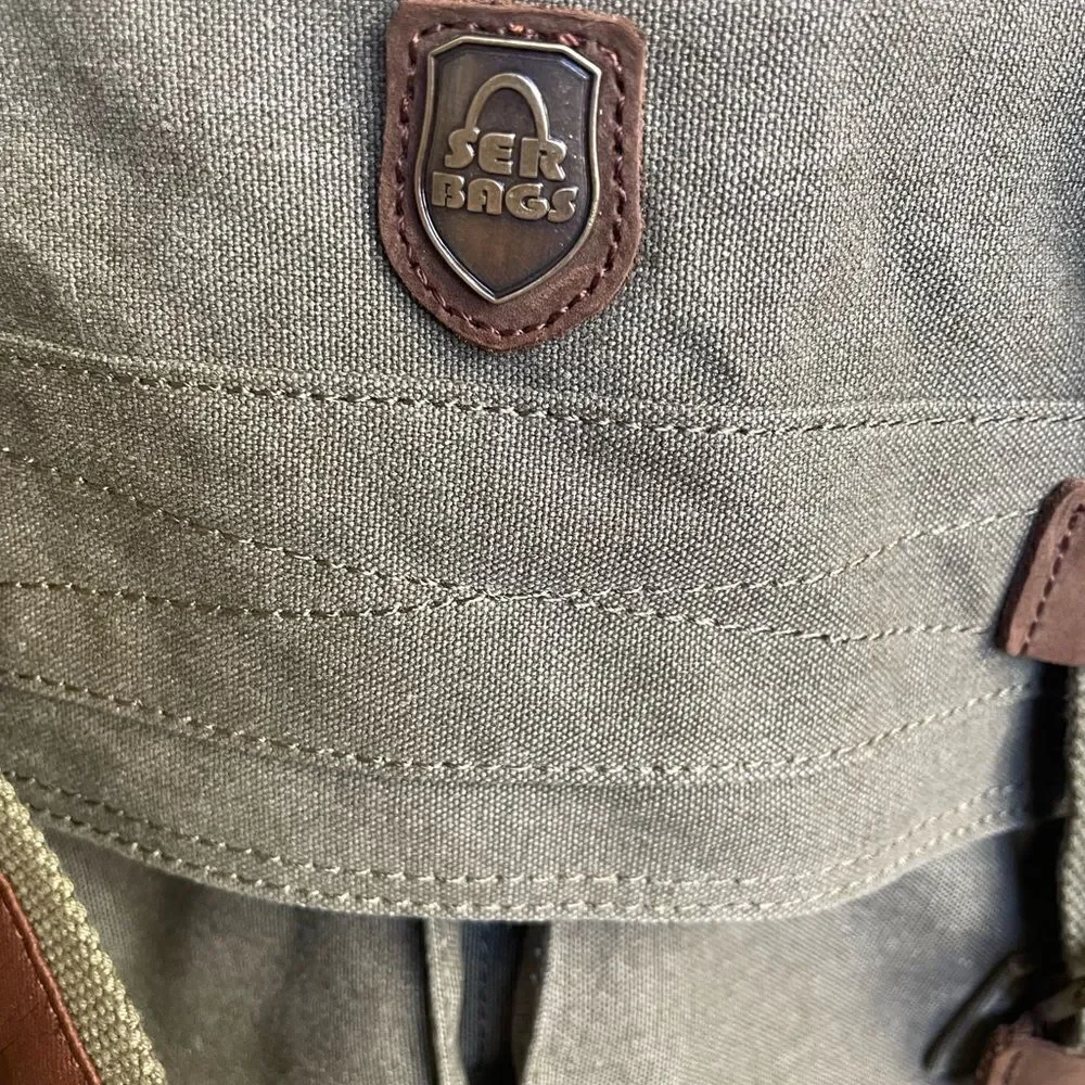serbags Canvas Messenger Green and Brown Substantial Bag