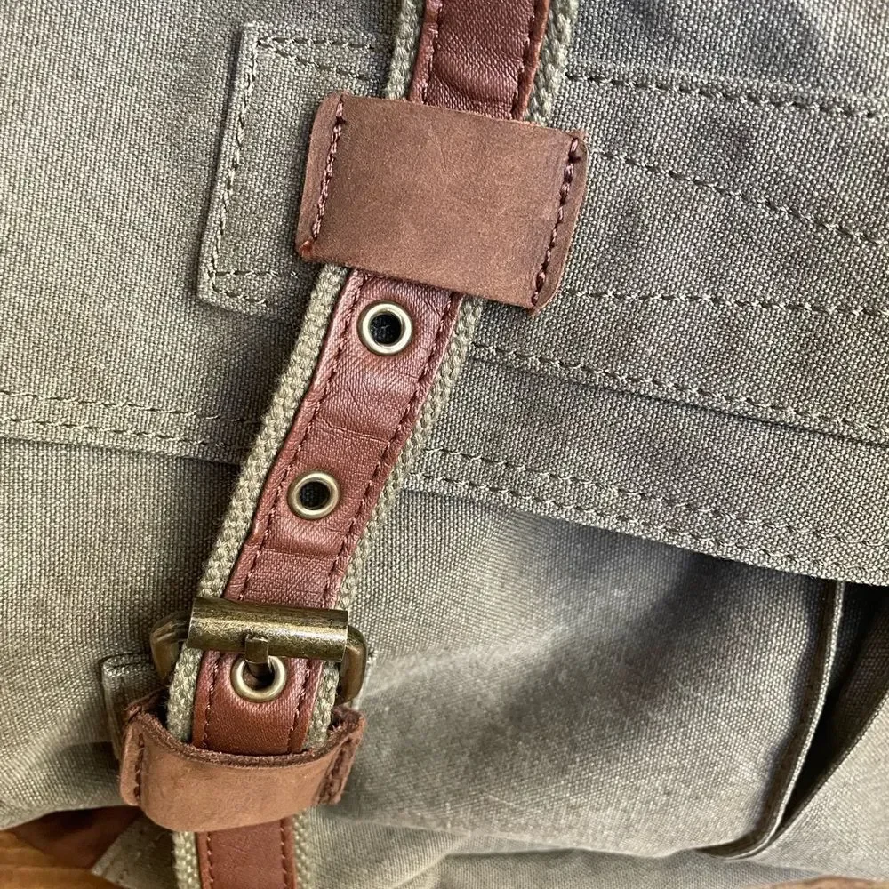 serbags Canvas Messenger Green and Brown Substantial Bag