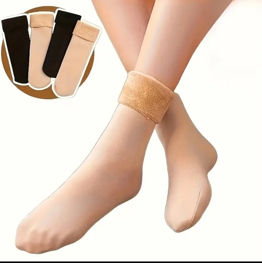 Thermal Fleece-Lined Winter Socks  Cozy Warm, 4 Pair NEW