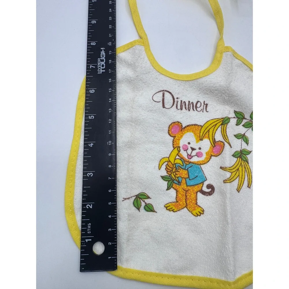 Unbranded OS White Bib Kids Vintage Monkey Banana Dinner