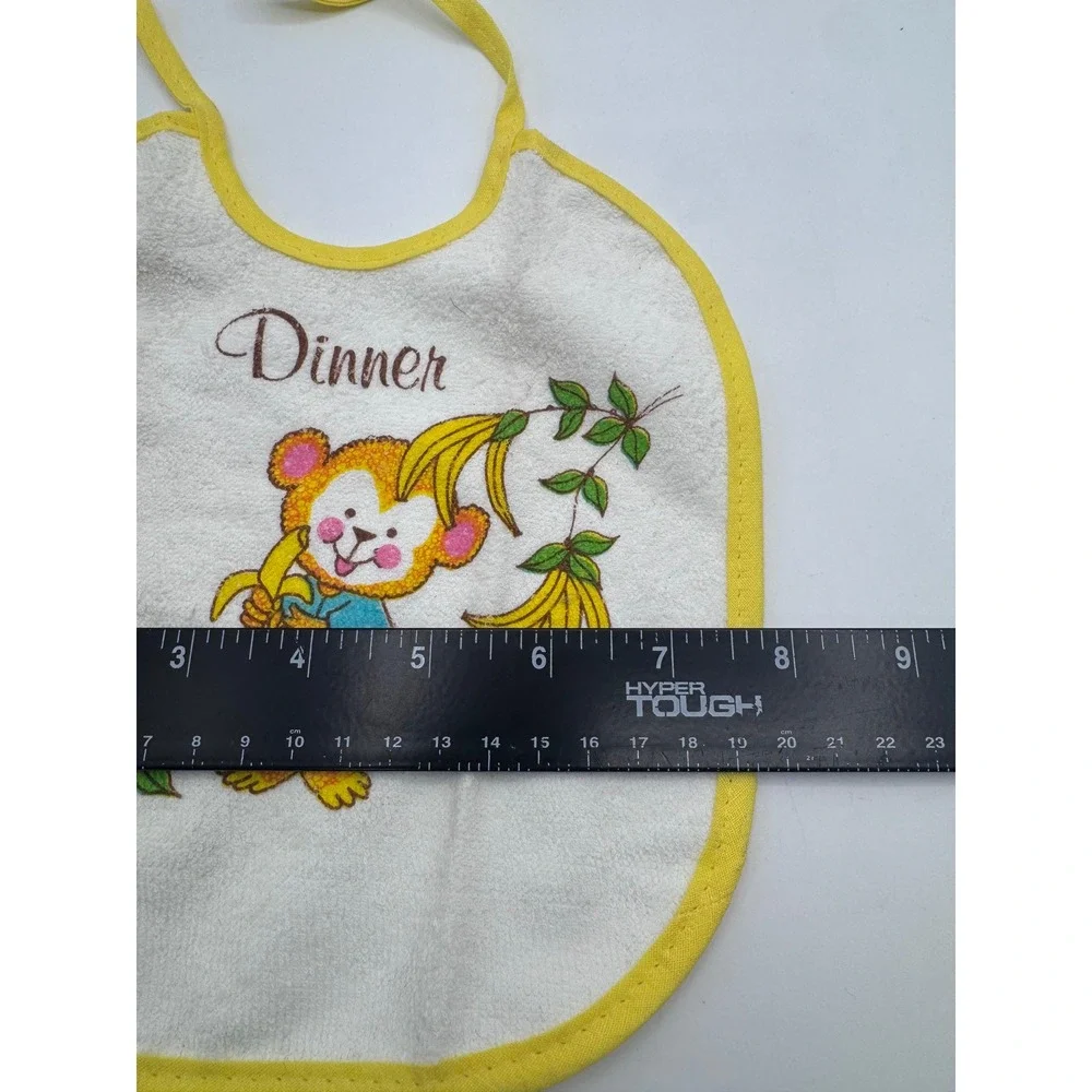 Unbranded OS White Bib Kids Vintage Monkey Banana Dinner