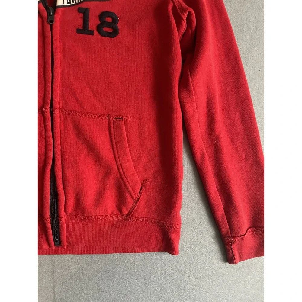 Abercrombie‎ & Fitch 14/16 Kids Zip Hoodie Sweatshirt Red Y2K NY Holiday Unisex