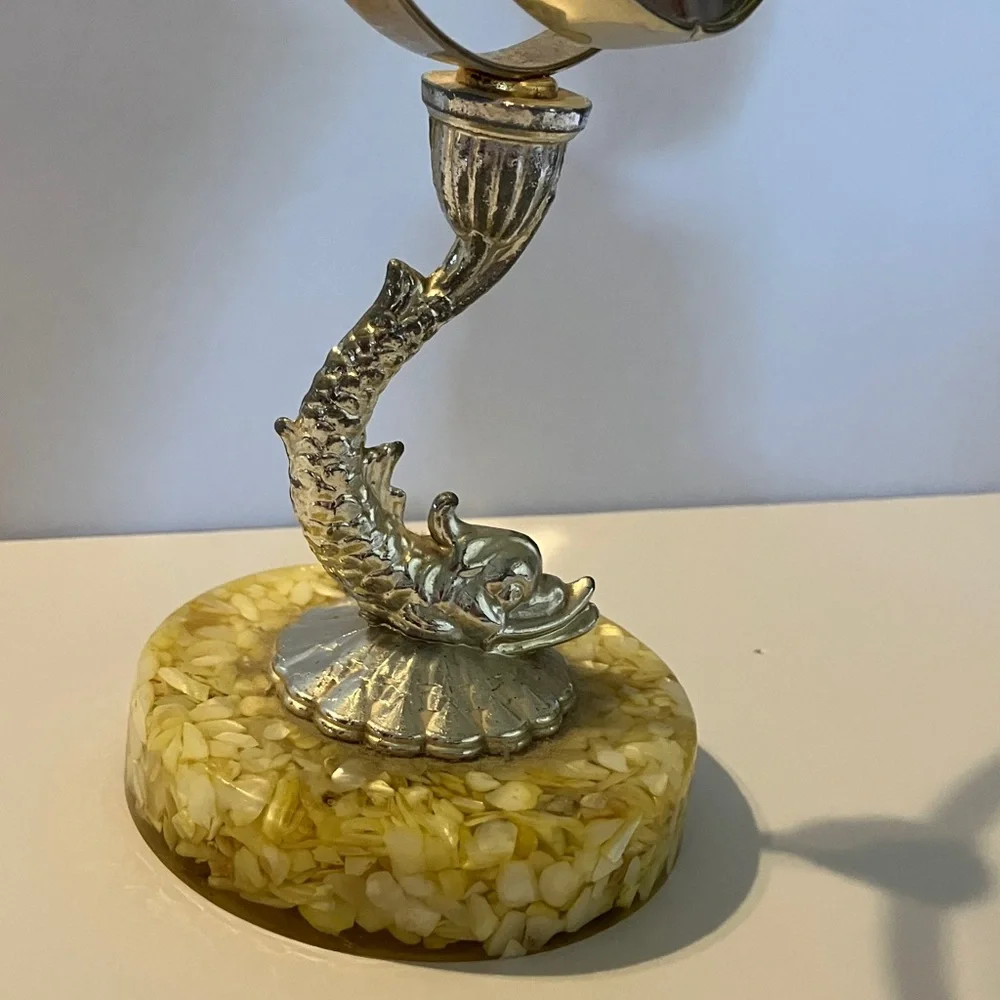 Vintage Metallic Dragonfish Vanity Mirror‎ on Weighted Base