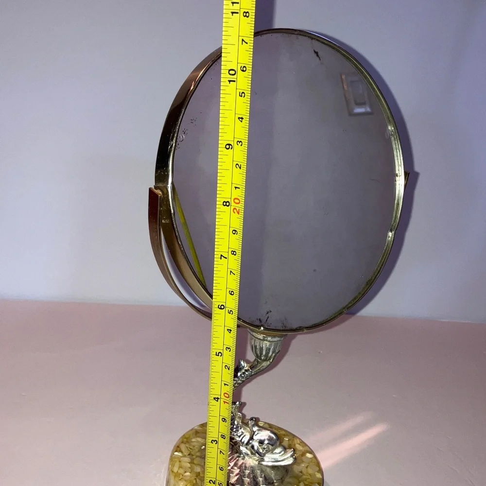 Vintage Metallic Dragonfish Vanity Mirror‎ on Weighted Base